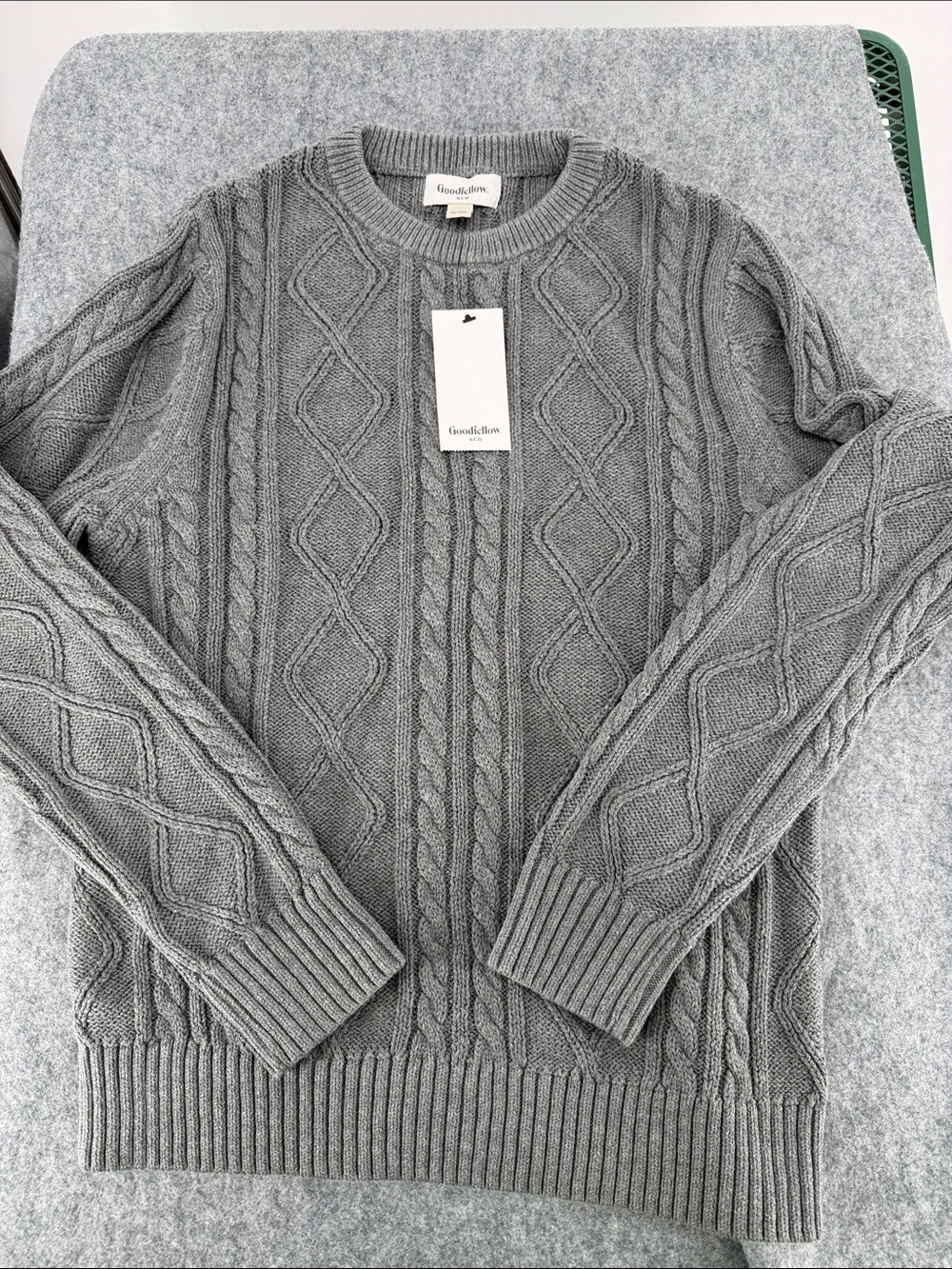 Good Fellow & Co. grey chunky knit cotton blend sweater NWT size small